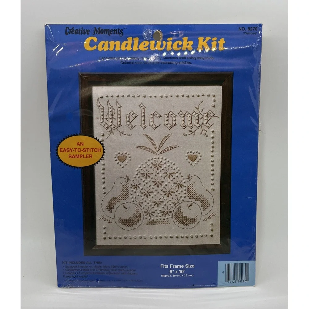 Vtg Cross‎ Stitch Kit Creative Moments Candlewick Kit #8270 Welcome 8x10 Sealed